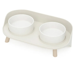 Миска фарфоровая двойная на подставке для кормления кошек и мелких собак